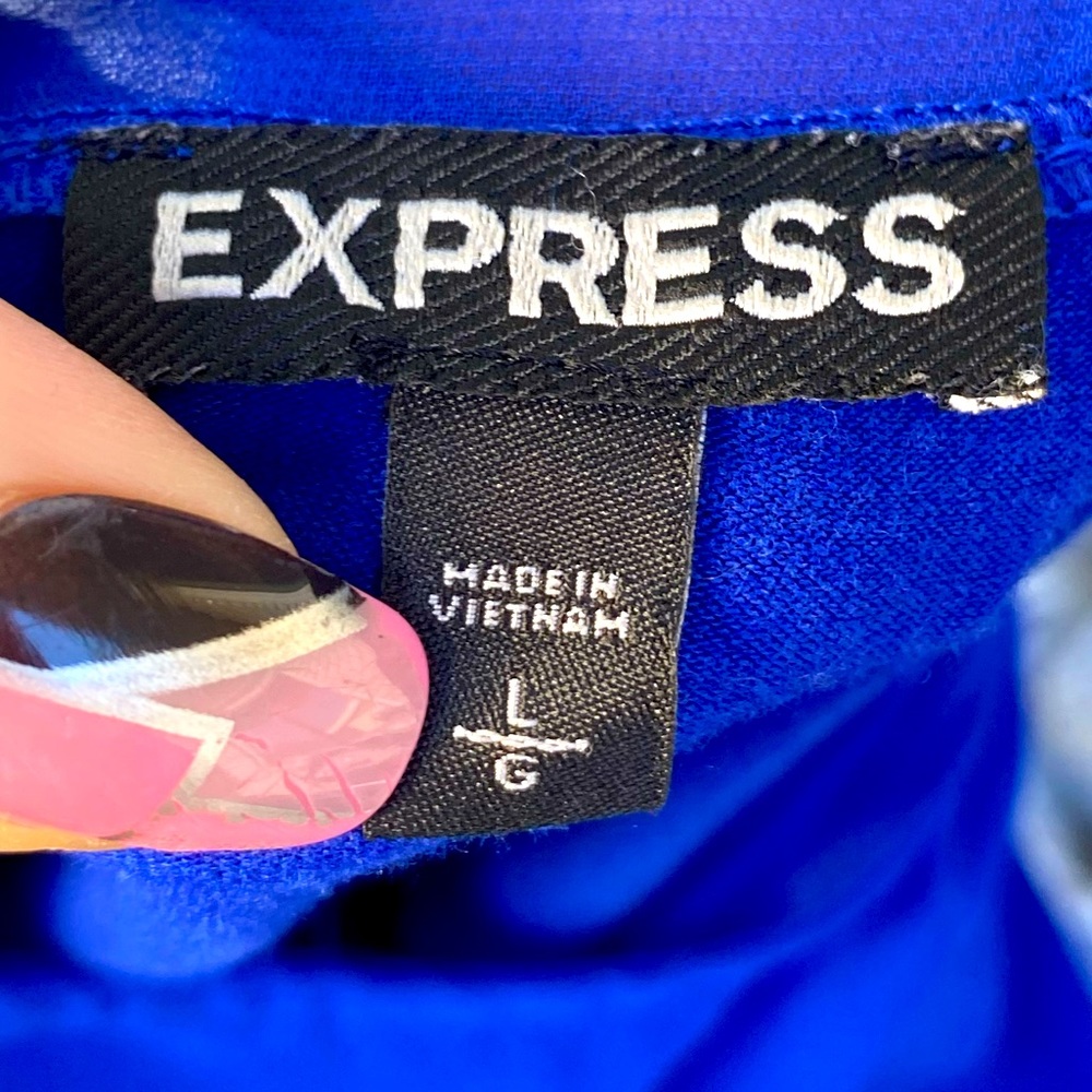 Express Royal Blue Sheer Shoulder Sleeve Blouse Top | Women’s Size  Large - Picture 7 of 7